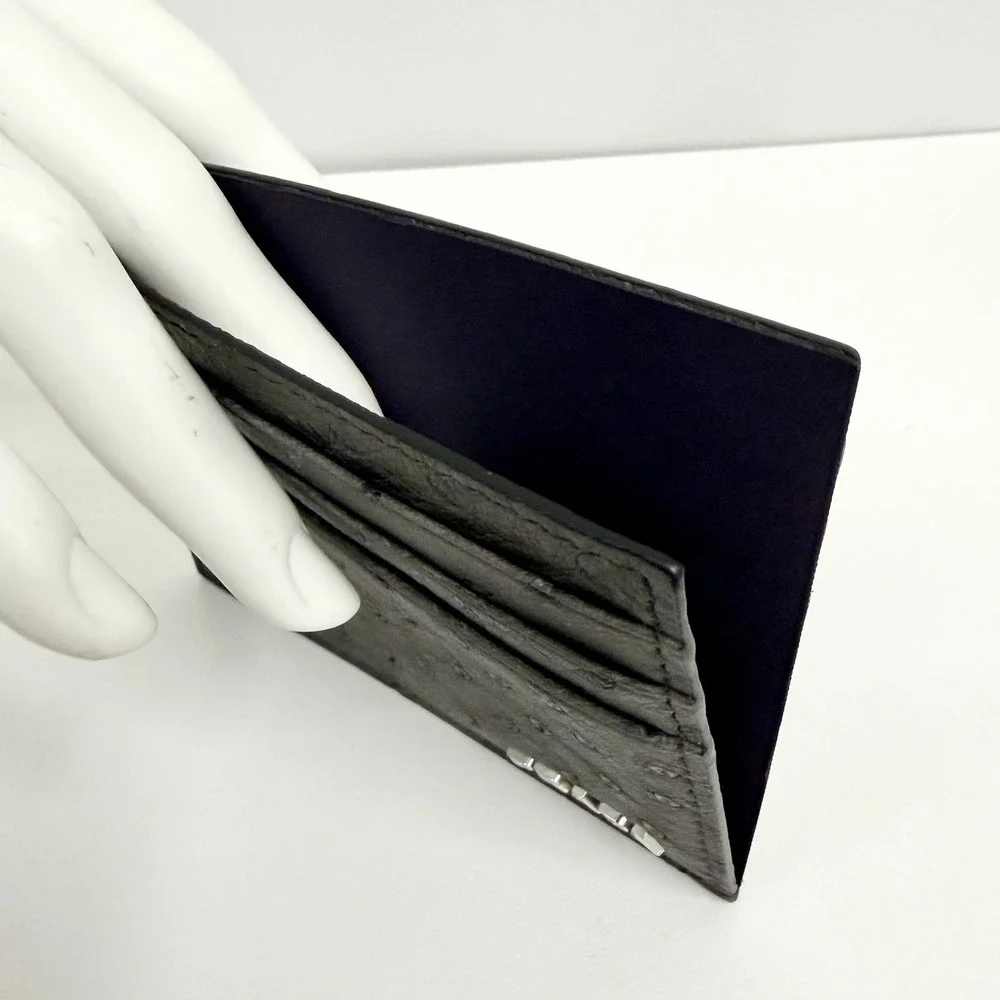 Prada Ostrich Wallet Small Perfect For Credit Cards ID NIB Gray Ostrich Struzzo